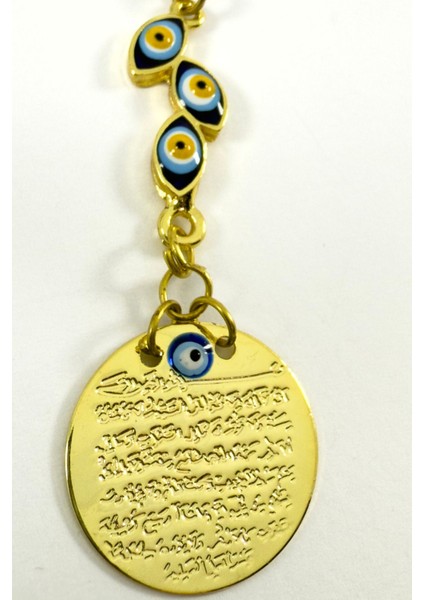 Mineli Nazarlı Salkım Nazar Boncuklu Metal Ayetel Kürsi Altın Renkli Araba Dikiz Ayna Süsü modelleri