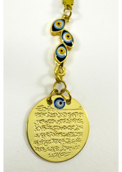 Mineli Nazarlı Salkım Nazar Boncuklu Metal Ayetel Kürsi Altın Renkli Araba Dikiz Ayna Süsü indirimleri