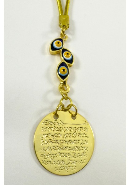 Lacivert Salkım Nazar Boncuklu Metal Ayetel Kürsi Altın Renkli Araba Dikiz Ayna Süsü fiyatları