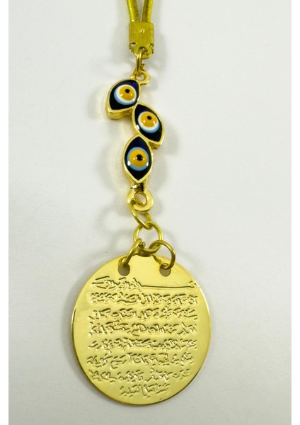 Lacivert Salkım Nazar Boncuklu Metal Ayetel Kürsi Altın Renkli Araba Dikiz Ayna Süsü modelleri