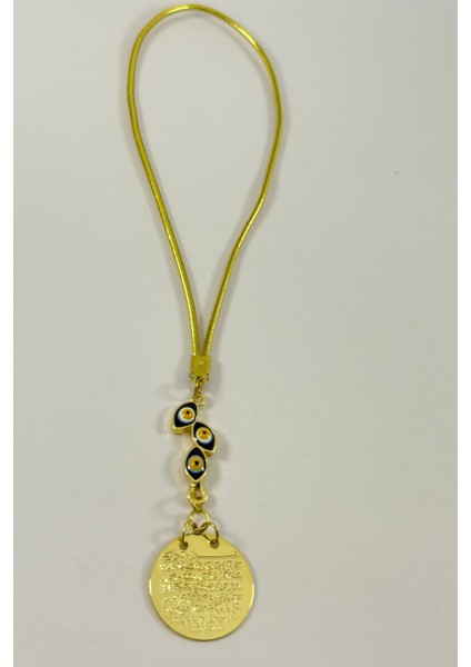 Lacivert Salkım Nazar Boncuklu Metal Ayetel Kürsi Altın Renkli Araba Dikiz Ayna Süsü indirimleri