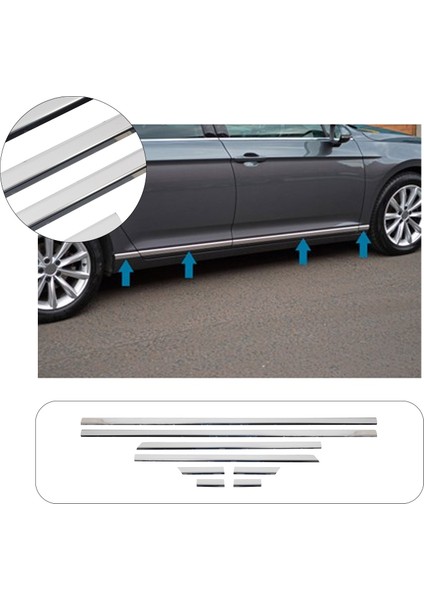 Vw Passat B8 2015 Krom Yan Kapı Çıtası 8 Prç. Paslanmaz Çelik