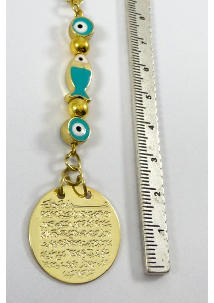 Turkuaz Nazar Boncuklu Balık Metal Ayetel Kürsi Altın Renkli Araba Dikiz Ayna Süsü indirimleri