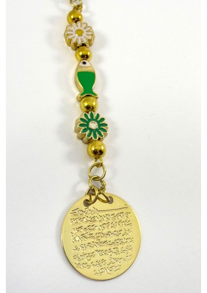 Papatya Yeşil Balık Metal Ayetel Kürsi Altın Renkli Araba Dikiz Ayna Süsü fiyatları