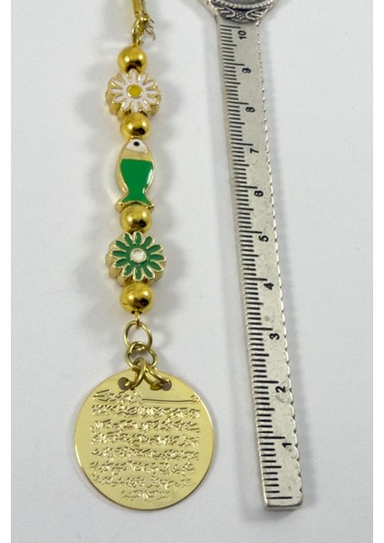 Papatya Yeşil Balık Metal Ayetel Kürsi Altın Renkli Araba Dikiz Ayna Süsü modelleri