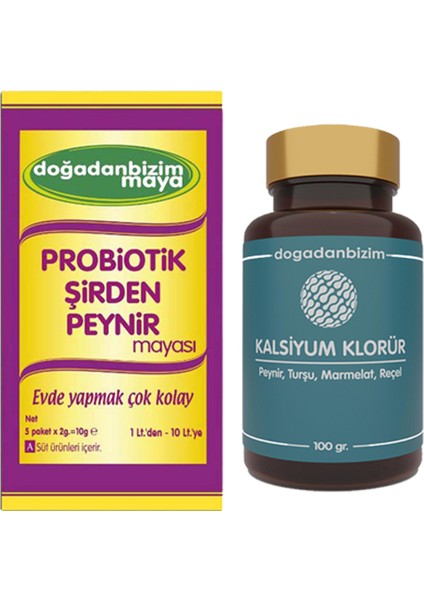 Probiotik Şirden Peynir Mayası 5 Li Paket + Kalsiyum Klorür 100GR