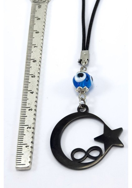 Lacivert El Yapımı Cam Nazar Boncuklu Ay Yıldız Araba Dikiz Ayna Süsü, Yeni Araba Hediyesi modelleri