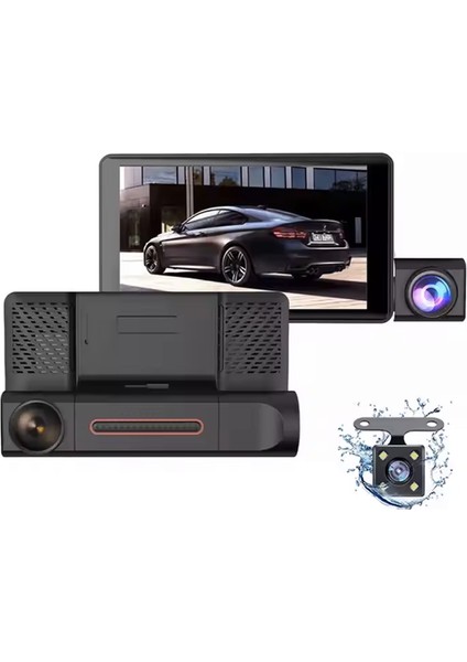 1296P Full Hd 3 Kameralı Hafıza Kartına Kayıtlı Hareket Algılamalı Araç Kamerası.
