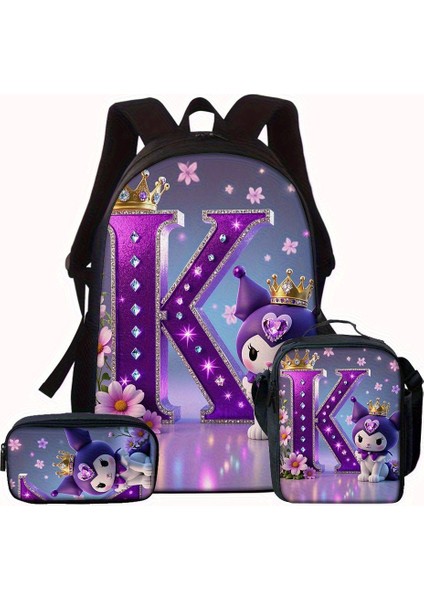 3 Parçalı Set Kuromi Okul Çantası Postacı Çantası Kalem Kutusu (Yurt Dışından)