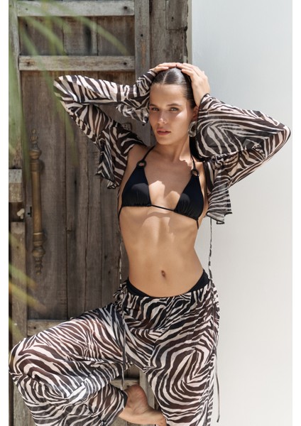 Donovarah Siyah Crop Pantolon Takım