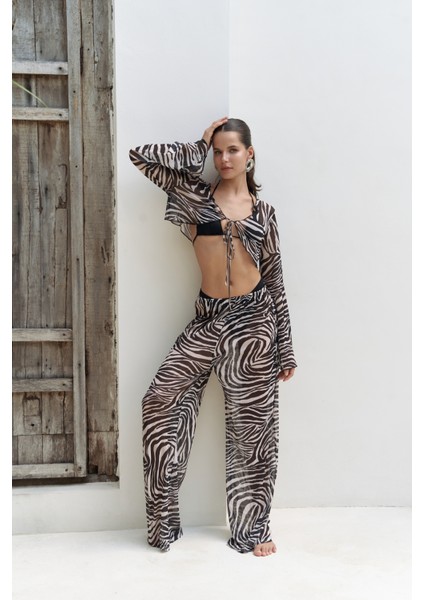 Donovarah Siyah Crop Pantolon Takım