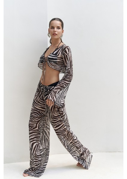 Donovarah Siyah Crop Pantolon Takım