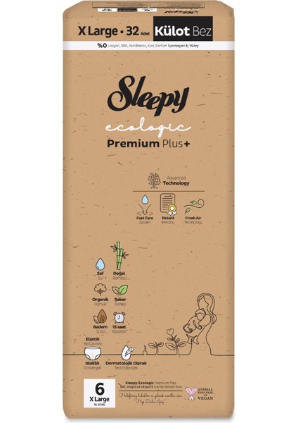 Ecologic Ekonomik Paket Külot Bez 6 Numara Xlarge 32 Adet