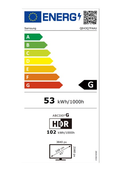 43Q7F5 43'' 109 Ekran Uydu Alıcılı 4K Ultra HD Tizen Smart QLED TV