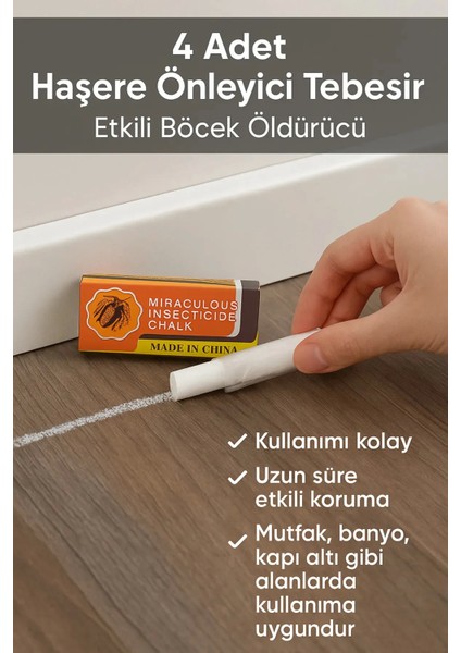 4 Adet Haşere Tebeşiri - Böcek Önleyici Tebeşir - Etkili Hamam Böceği ve Karınca Kovucu (336336) fiyatları