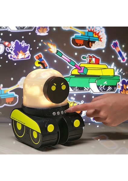 Çocuklar Için Eğitici ve Eğlenceli Robot Temali Projektör Gece Lambasi