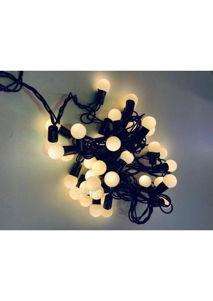 5 Metre 28 Mini Top LED Sarı Işık Fişli Siyah Kablo