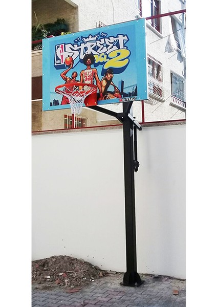 Black Fun Tek Direkli Basketbol Potası Yükseklik Ayarlı Resimli PANYA(100*150)