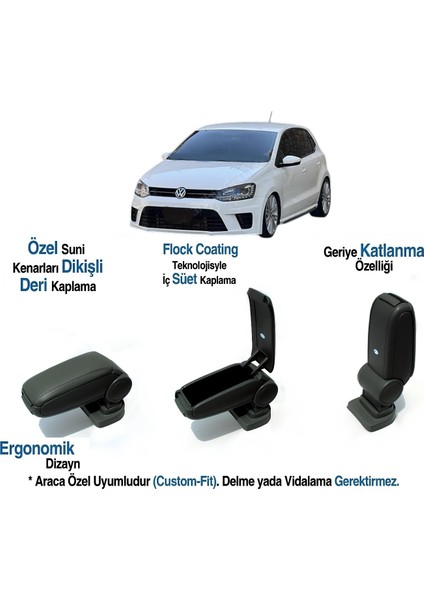 Polo 6r 6c Araca Özel Kol Dayama Vidasız Kolçak 2009 2010 2011 2012 2013 2014 2015 2016 2017