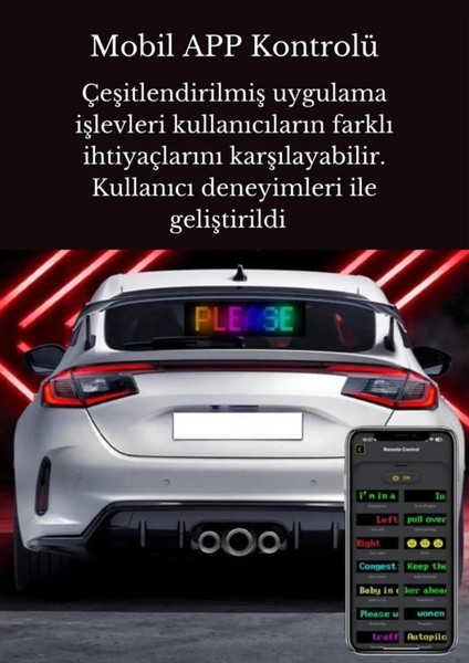 Esnek Katlanabilir Panel LED Cama Yapışır Uygulama Ile Kontrol Dijital Tabela Kayar 60CM 16X96 LED
