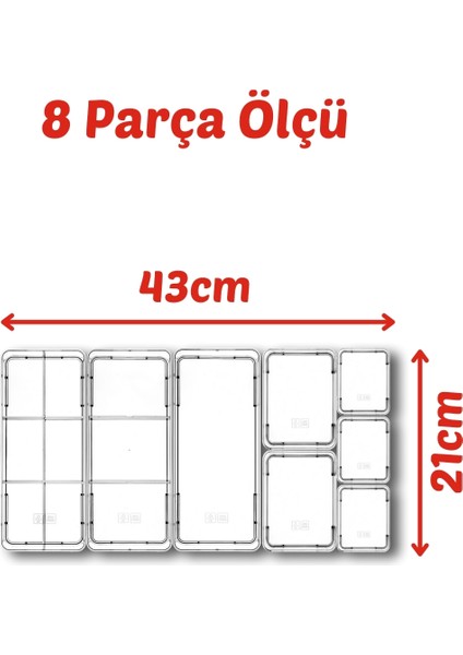 8 Parça Çekmece Içi, Çok Amaçlı Düzenleyici Organizer Seti