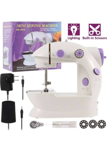 Dikiş Makinesi Sew Whiz Elektrikli Veya Pille Çalışabilen Çift Kademeli Işıklı Mini