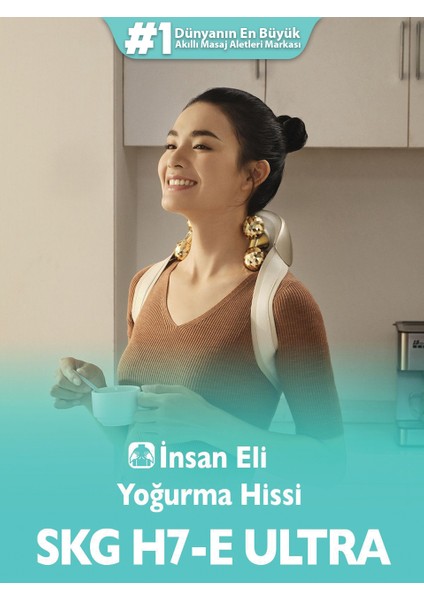 H7 Ultra-E Boyun ve Omuz Masaj Aleti, Geleneksel Shiatsu Masaj Terapisi, Fototerapi, Yoğurucu Derin Doku Masajı, Insan Elini Simüle Eden Yoğurma Hissiyatı, 4 Termoterapi-Isıtma