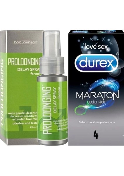 Durex Proloonging Geciktıcı Sprey 59 ml 80 Kullanım Maraton Prezarvatif 4 Lu