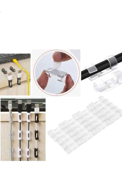 Ev ve Ofis İçin 20'li Yapışkanlı Şeffaf Kablo Düzenleyici ve Toplayıcı