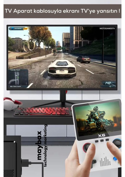 Taşınabilir Oyun Konsolu 3.5 Inç IPS Ekran Retro 6500 Oyun Atari Sega Oyunları
