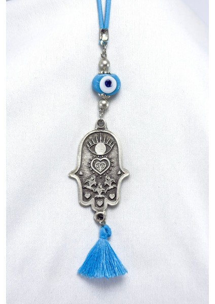 Mavi Dana Gözü Nazar Gözü Kalp Balık Motifli Hamse Araba Dikiz Ayna Süsü, Yeni Araba Hediyesi modelleri