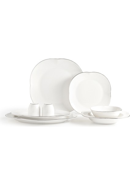 Perle 6 Kişilik 28 Parça Yemek Takımı - Beyaz/silver