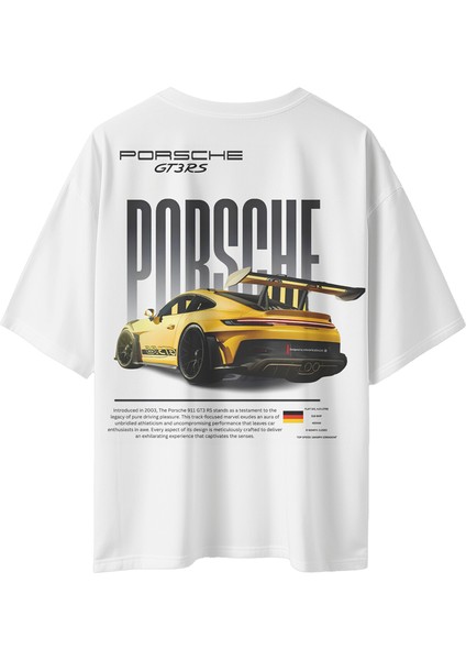 Unisex Porsche Gt3 Rs Baskılı Pamuklu Penye Tshirt modelleri