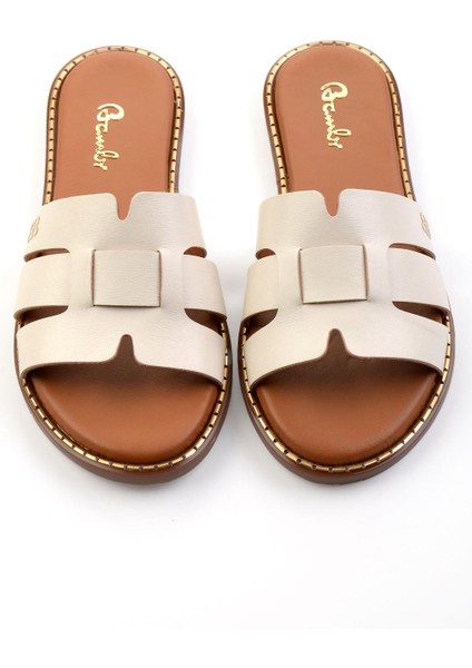 Bej Leather Kadın Terlik K04073101903 fiyatları