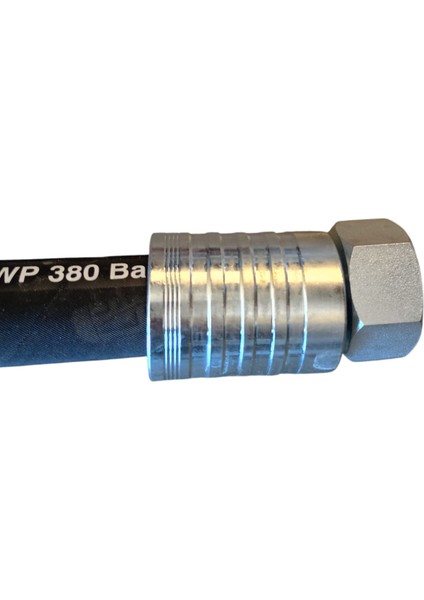 1" R9 4 Sh Kırıcı Hortumu Yüksek Basınç 380 Bar 220CM. M42*2 Kırıcı Düz Rekorlu