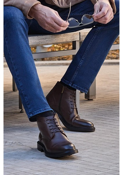 Koyu Kahverengi %100 Deri Antik Bağcıklı Classic Ayakkabı 1033245157