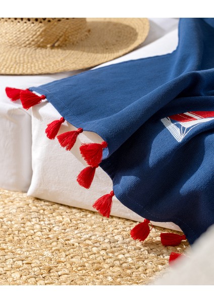 Navier %100 Pamuk Plaj Havlusu - Lacivert - 70X150 cm