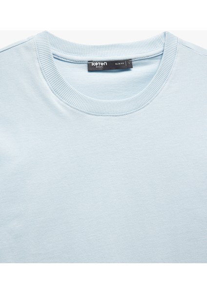 Kısa Kollu Bisiklet Yaka Pamuklu Slim Fit Erkek Basic Tişört modelleri