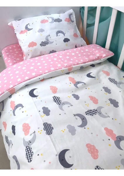 Pamuk Bebek/çocuk Yastık Çarşaf Yorgan Seti Pembe Bulut Yıldızlı fiyatları