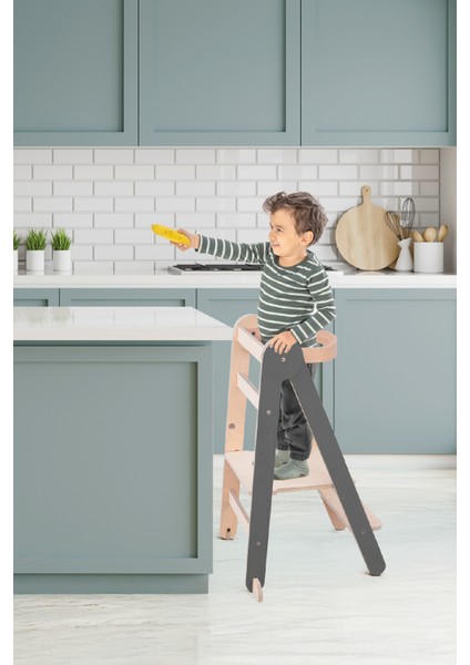 Fold | Öğrenme Kulesi -Gri / Foldable Learning Tower