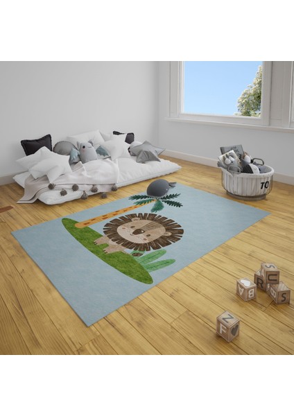 Dijital Baskı Kaymaz Taban Yıkanabilir Çocuk Odası Halısı