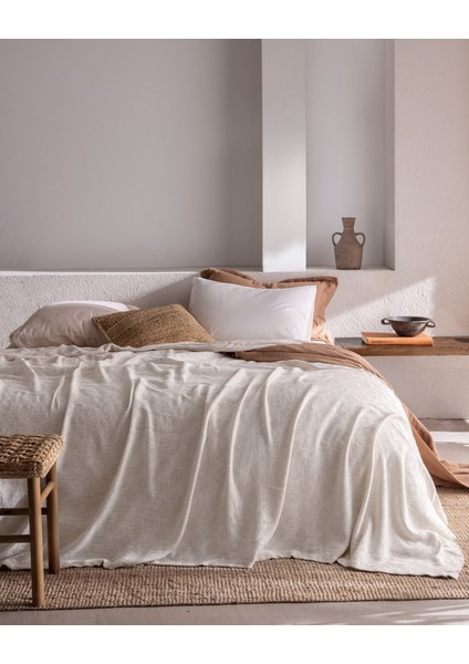 Blesse Çift Kişilik Pamuklu Yatak Örtüsü - Gri