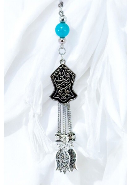 Turkuaz Doğal Taşlı Salkım Lale Nal- I Şerif Araba Dikiz Ayna Süsü, Yeni Araba Hediyesi