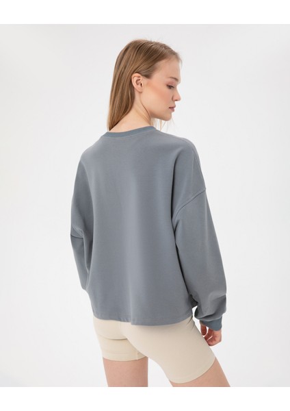 Kadın Mavi Basic EasySize Sweatshirt - Uzun Kollu, Basic Fit, Sertifikalı Organik Pamuk, Günlük ve Spor Sweat fiyatları