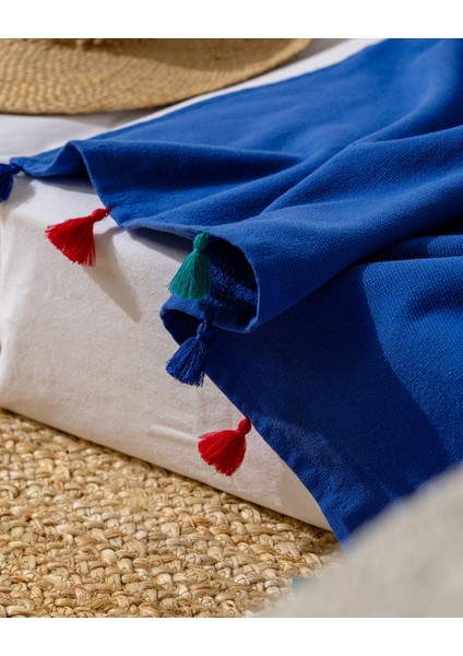 Savier %100 Pamuk Plaj Havlusu - Mavi - 70X150 cm