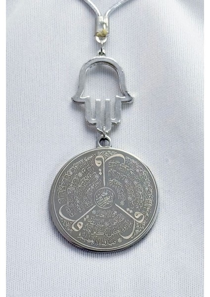 Parlak Taş Hamseli Gümüş Renk Çelik Çift Taraflı Ayetel Kürsi Felak Nas Ihlas Araba Ayna Süsü fiyatları