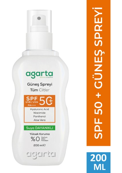 Spf 50+ Yüz ve Vücut Güneş Koruyucu Sprey 200 ml