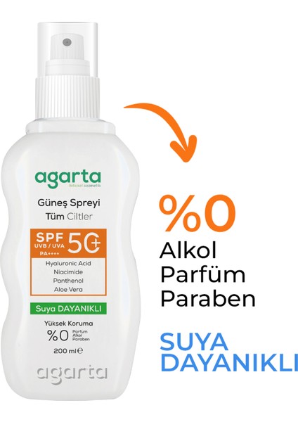 Spf 50+ Yüz ve Vücut Güneş Koruyucu Sprey 200 ml