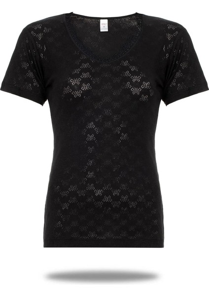 2'li Paket Kadın Pamuklu Transfer Ri̇bana V-Yaka Kısa Kollu Dantelli̇ Atlet Fanila modelleri