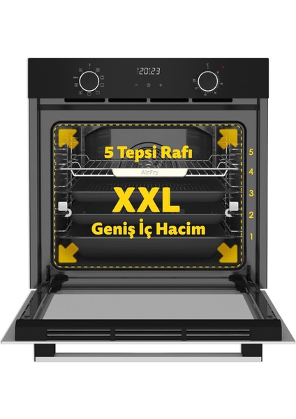 8215 Airfry Plus, Siyah Cam Dijital,10 Fonk